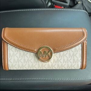 Michael Kors Brown and Cream Wallet with Signature Monogram
